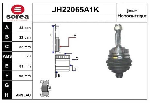 SNRA JH22065A1K Шарнир равных угловых скоростей (ШРУС) JH22065A1K: Отличная цена - Купить в Польше на 2407.PL!