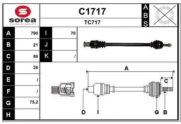 SNRA C1717 Drive shaft C1717: Buy near me in Poland at 2407.PL - Good price!