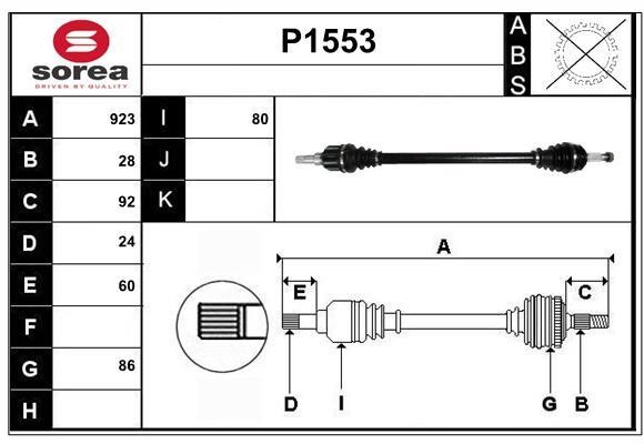 SNRA P1553 Drive shaft P1553: Buy near me in Poland at 2407.PL - Good price!