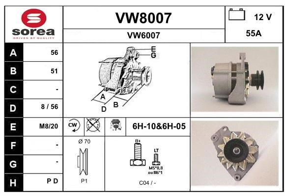 SNRA VW8007 Генератор VW8007: Отличная цена - Купить в Польше на 2407.PL!
