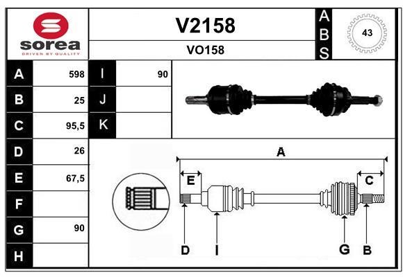 SNRA V2158 Drive shaft V2158: Buy near me in Poland at 2407.PL - Good price!