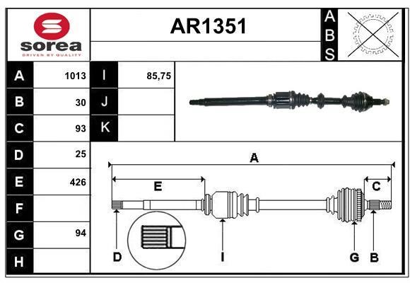 SNRA AR1351 Вал приводной AR1351: Отличная цена - Купить в Польше на 2407.PL!