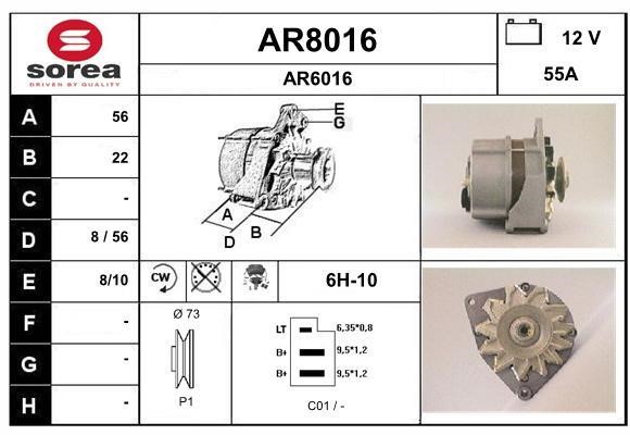SNRA AR8016 Alternator AR8016: Buy near me in Poland at 2407.PL - Good price!