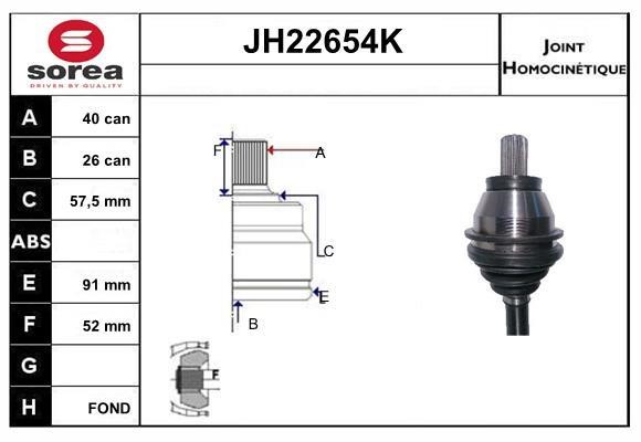 SNRA JH22654K Joint kit, drive shaft JH22654K: Buy near me in Poland at 2407.PL - Good price!