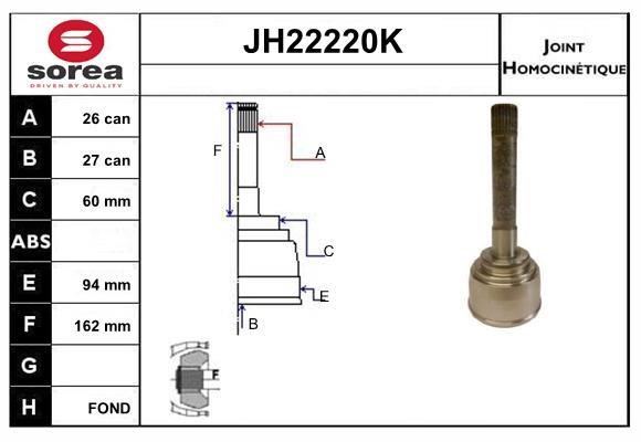 SNRA JH22220K Шарнир равных угловых скоростей (ШРУС) JH22220K: Отличная цена - Купить в Польше на 2407.PL!