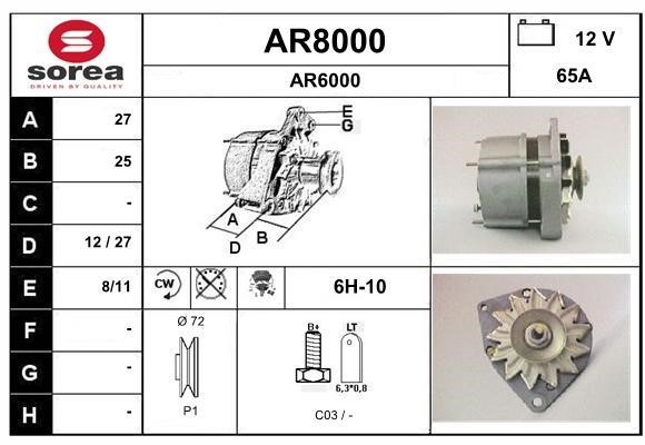 SNRA AR8000 Alternator AR8000: Buy near me in Poland at 2407.PL - Good price!