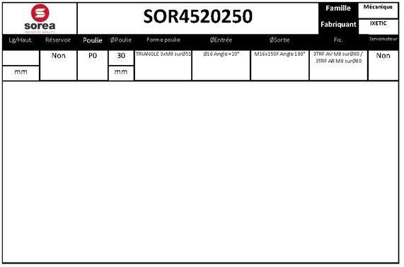 SNRA SOR4520250 Hydraulic Pump, steering system SOR4520250: Buy near me in Poland at 2407.PL - Good price!