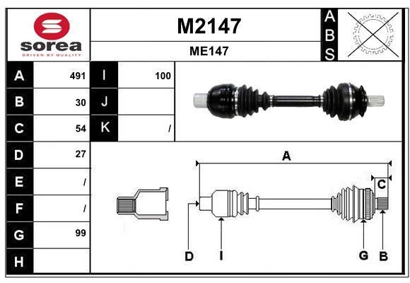 SNRA M2147 Drive shaft M2147: Buy near me in Poland at 2407.PL - Good price!