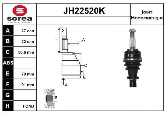 SNRA JH22520K Шарнир равных угловых скоростей (ШРУС) JH22520K: Отличная цена - Купить в Польше на 2407.PL!