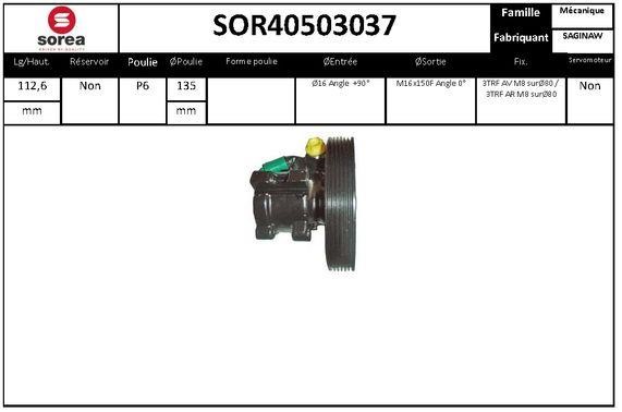 SNRA SOR40503037 Hydraulic Pump, steering system SOR40503037: Buy near me in Poland at 2407.PL - Good price!