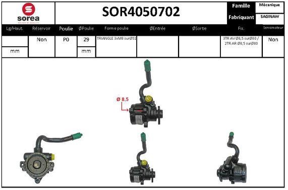 SNRA SOR4050702 Hydraulic Pump, steering system SOR4050702: Buy near me in Poland at 2407.PL - Good price!
