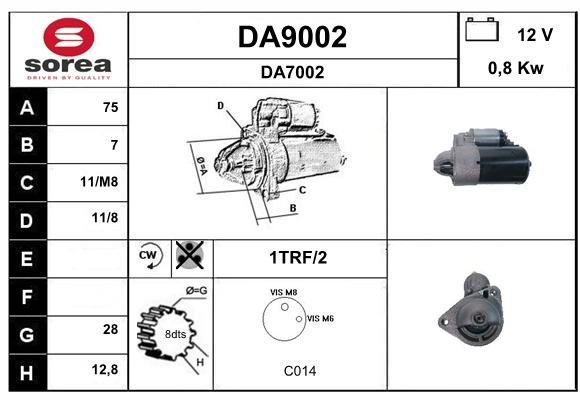 SNRA DA9002 Starter DA9002: Buy near me in Poland at 2407.PL - Good price!