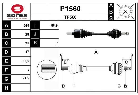 SNRA P1560 Drive shaft P1560: Buy near me in Poland at 2407.PL - Good price!