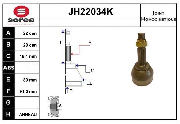 SNRA JH22034K CV joint JH22034K: Buy near me in Poland at 2407.PL - Good price!