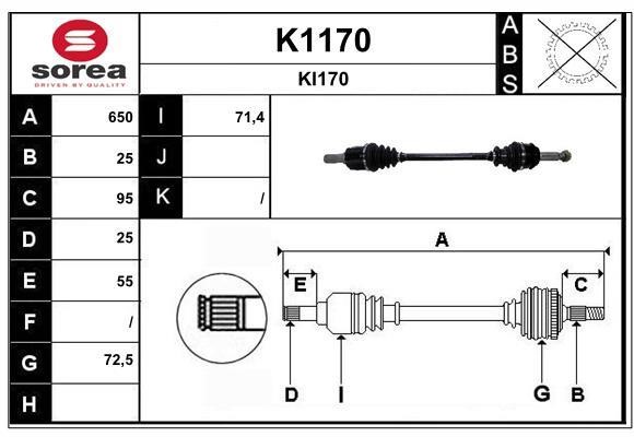 SNRA K1170 Drive shaft K1170: Buy near me at 2407.PL in Poland at an Affordable price!