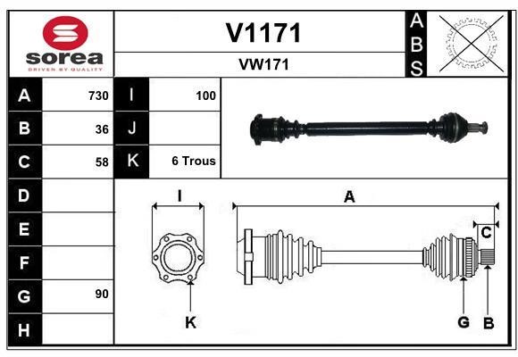 SNRA V1171 Drive shaft V1171: Buy near me in Poland at 2407.PL - Good price!