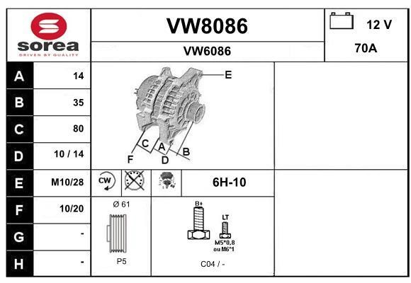 SNRA VW8086 Generator VW8086: Kaufen Sie zu einem guten Preis in Polen bei 2407.PL!