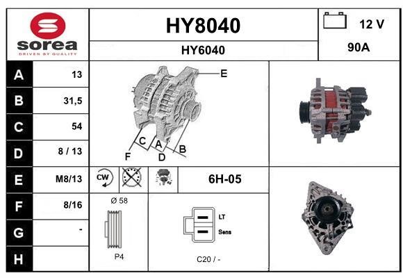 SNRA HY8040 Alternator HY8040: Buy near me in Poland at 2407.PL - Good price!
