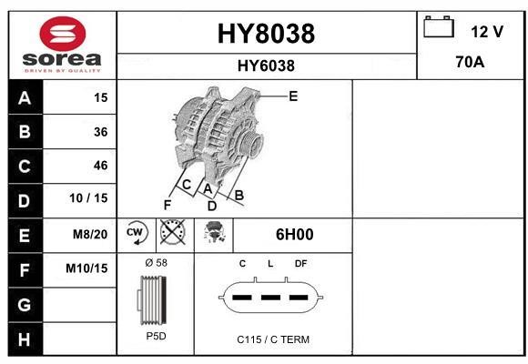 SNRA HY8038 Alternator HY8038: Buy near me in Poland at 2407.PL - Good price!