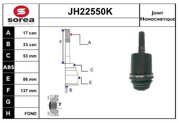 SNRA JH22550K Joint kit, drive shaft JH22550K: Buy near me at 2407.PL in Poland at an Affordable price!