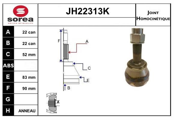 SNRA JH22313K Шарнир равных угловых скоростей (ШРУС) JH22313K: Отличная цена - Купить в Польше на 2407.PL!