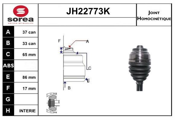 SNRA JH22773K Joint kit, drive shaft JH22773K: Buy near me in Poland at 2407.PL - Good price!