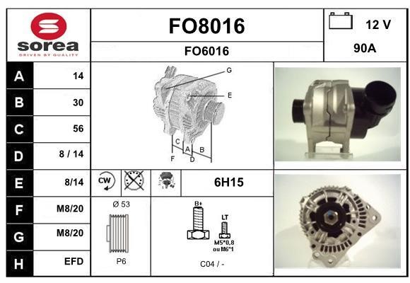 SNRA FO8016 Alternator FO8016: Buy near me in Poland at 2407.PL - Good price!