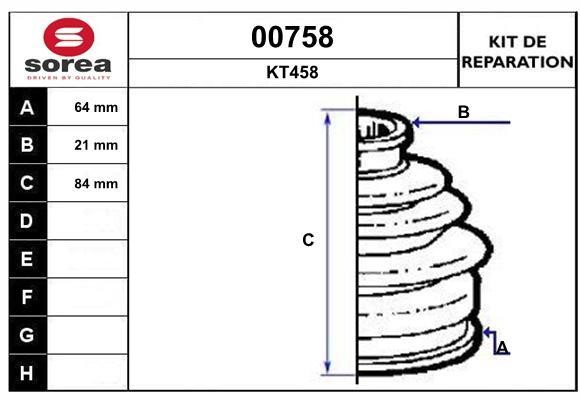 SNRA 00758 Bellow set, drive shaft 00758: Buy near me in Poland at 2407.PL - Good price!