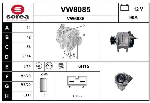 SNRA VW8085 Генератор VW8085: Отличная цена - Купить в Польше на 2407.PL!