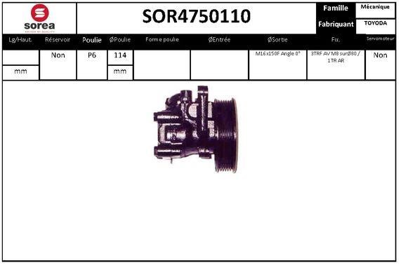 SNRA SOR4750110 Hydraulic Pump, steering system SOR4750110: Buy near me in Poland at 2407.PL - Good price!