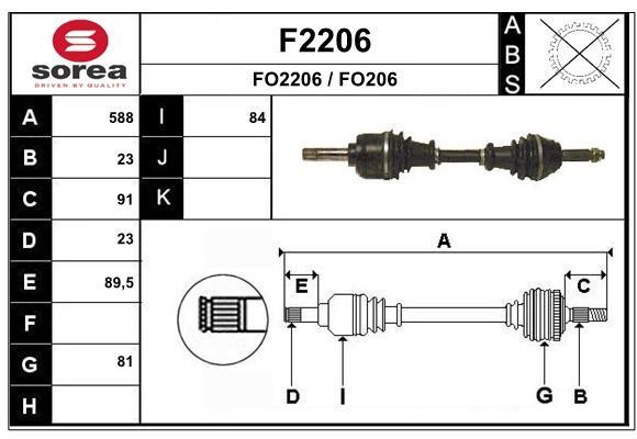 SNRA F2206 Drive Shaft F2206: Buy near me in Poland at 2407.PL - Good price!