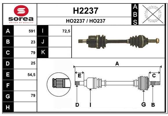 SNRA H2237 Drive Shaft H2237: Buy near me in Poland at 2407.PL - Good price!