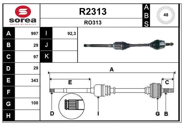 SNRA R2313 Drive shaft R2313: Buy near me in Poland at 2407.PL - Good price!