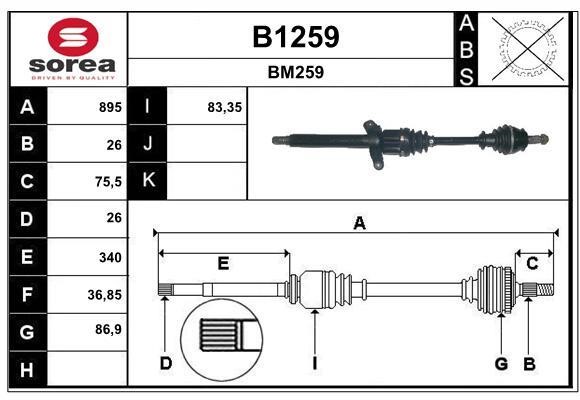 SNRA B1259 Drive shaft B1259: Buy near me in Poland at 2407.PL - Good price!