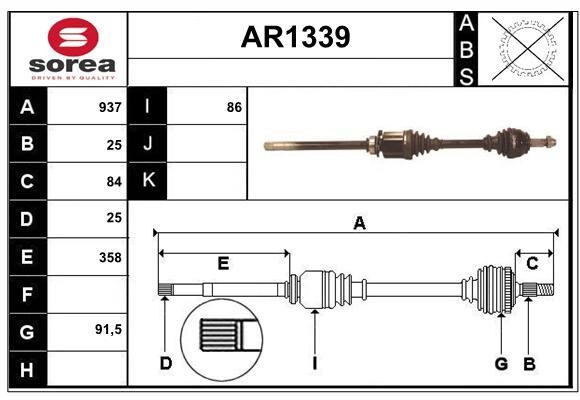 SNRA AR1339 Drive shaft AR1339: Buy near me in Poland at 2407.PL - Good price!
