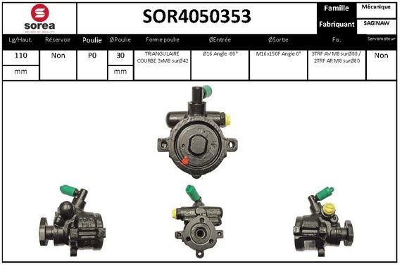 SNRA SOR4050353 Hydraulic Pump, steering system SOR4050353: Buy near me in Poland at 2407.PL - Good price!