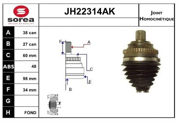 SNRA JH22314AK Шарнир равных угловых скоростей (ШРУС) JH22314AK: Отличная цена - Купить в Польше на 2407.PL!