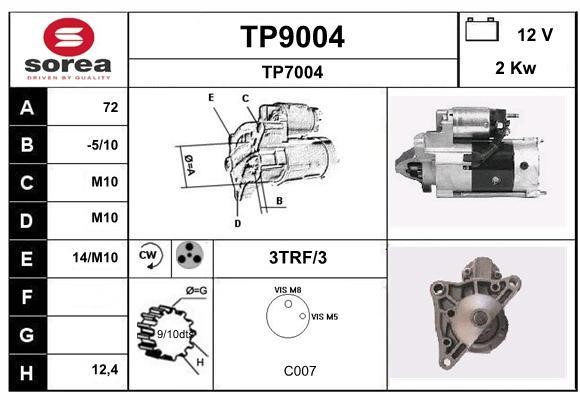 SNRA TP9004 Starter TP9004: Buy near me in Poland at 2407.PL - Good price!