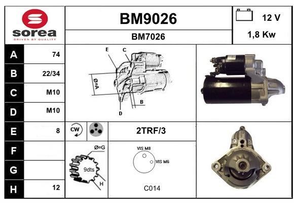SNRA BM9026 Стартер BM9026: Купить в Польше - Отличная цена на 2407.PL!