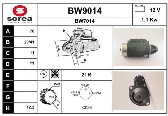 SNRA BW9014 Starter BW9014: Buy near me at 2407.PL in Poland at an Affordable price!