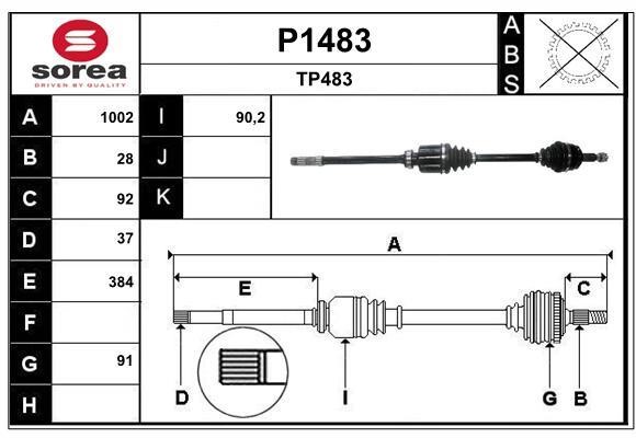 SNRA P1483 Вал приводной P1483: Отличная цена - Купить в Польше на 2407.PL!