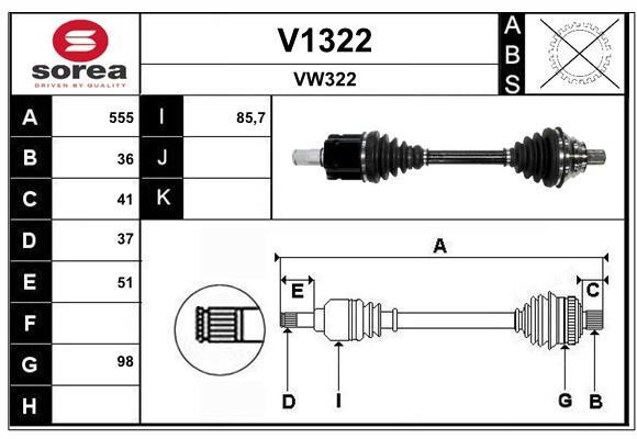 SNRA V1322 Drive shaft V1322: Buy near me in Poland at 2407.PL - Good price!
