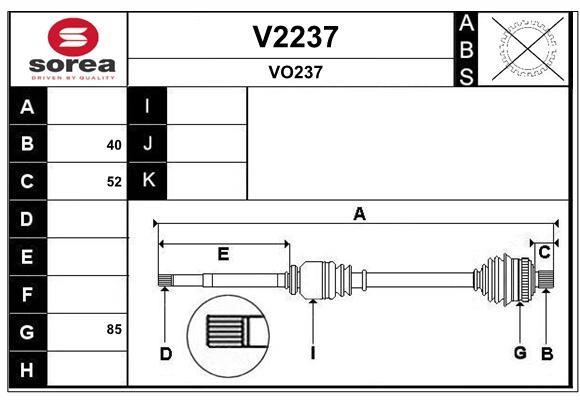 SNRA V2237 Вал приводной V2237: Отличная цена - Купить в Польше на 2407.PL!