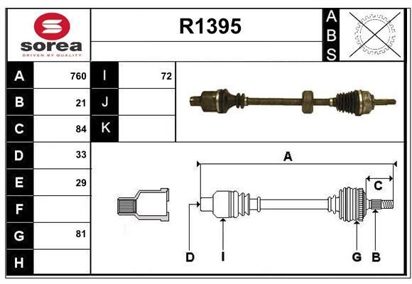SNRA R1395 Drive shaft R1395: Buy near me in Poland at 2407.PL - Good price!