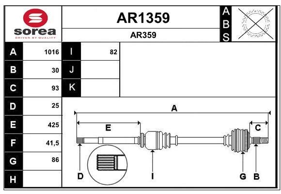 SNRA AR1359 Antriebswelle AR1359: Kaufen Sie zu einem guten Preis in Polen bei 2407.PL!