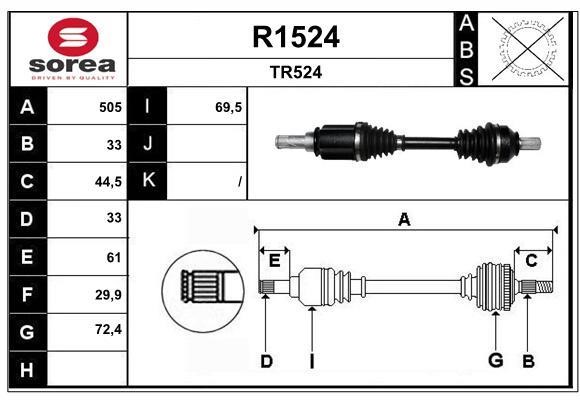 SNRA R1524 Drive shaft R1524: Buy near me in Poland at 2407.PL - Good price!