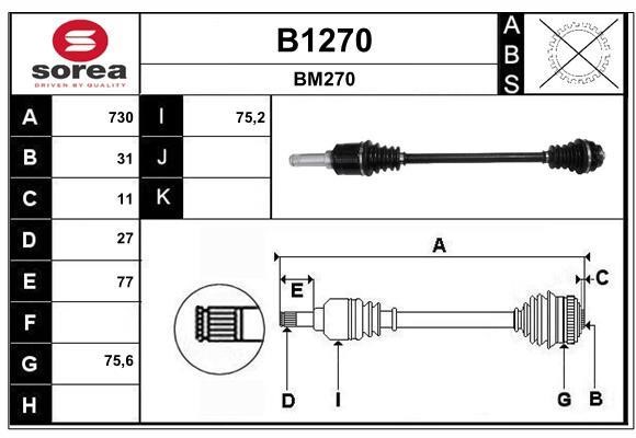 SNRA B1270 Drive shaft B1270: Buy near me in Poland at 2407.PL - Good price!