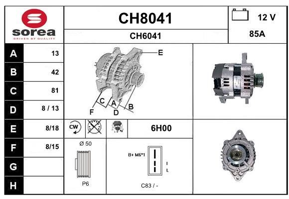 SNRA CH8041 Alternator CH8041: Buy near me in Poland at 2407.PL - Good price!