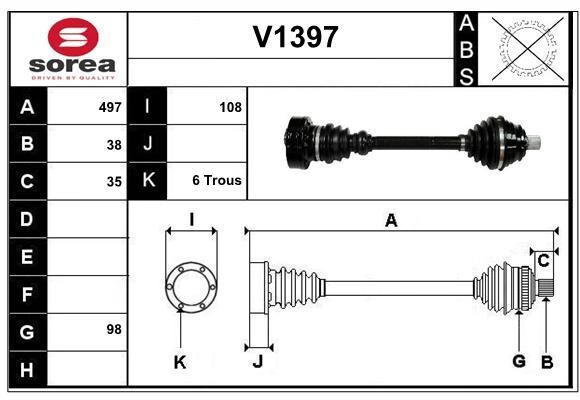 SNRA V1397 Drive shaft V1397: Buy near me in Poland at 2407.PL - Good price!