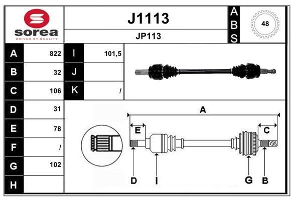 SNRA J1113 Drive shaft J1113: Buy near me in Poland at 2407.PL - Good price!